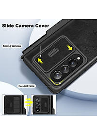 Case bao da chống sốc cho Samsung Galaxy Z Fold 4 trang bị nắp bảo vệ Camera và ngăn đựng S-Pen hiệu Nillkin Qin Pro (chất liệu da cao cấp, thiết kế thời trang cá tính) - Hàng nhập khẩu