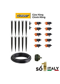 Combo Bộ Hẹn Giờ Tưới Cây Tự Động Nhỏ Giọt 15 kênh vặn Claber 8422 + bộ Kit tưới nhỏ giọt cho 10 chậu cây DRIPKIT10TC