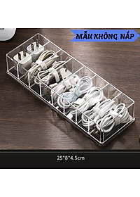 Hộp Nhựa Trong Suốt Đựng Cáp Sạc & Phụ Kiện - Hộp Chia Ngăn Đa Năng Lưu Trữ Dây Sạc- Hộp Đựng Dây Cáp Mini Có Nắp Đậy- Hộp Nhựa Trong Suốt Đựng Đồ Công Nghệ- Hộp Lưu Trữ Dây Điện, Củ Sạc, Văn Phòng Phẩm