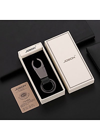 Móc chìa khóa đa năng ô tô, xe máy, gia đình thương hiệu JOBON - Thép hợp kim cao cấp - Trọng lượng: 36g - Da thật 100% - Mã: ZB-028X (màu xám) - Hàng Nhập Khẩu