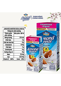 Sữa hạt hạnh nhân ALMOND BREEZE Nguyên Chất Không Đường 180ml x 3 Hộp