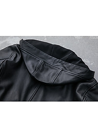 Áo khoác da nam có nón chống thấm nước SITAKI cao cấp AD29