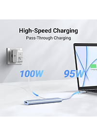 Cáp chuyển USB-C sang HDMI + PD 100W + 3 x USB 3.0 Ugreen 35581 - Hàng chính hãng
