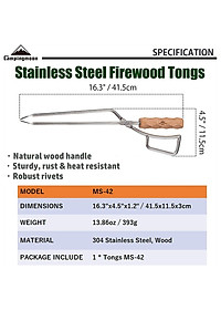 Đồ cắm trại kẹp gắp than Campingmoon campoutvn MS-42 thép không rỉ sang trọng glamping A312  