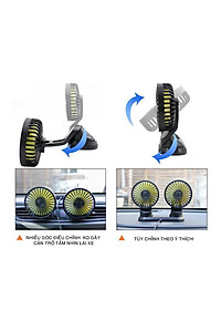 Quạt Đôi, Quạt Mini 360 Độ Công Suất Lớn, Để Trong Ô Tô, Để Bàn Làm Việc Siêu Tiện Ích