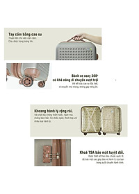 TẶNG TÚI ĐỰNG GIÀY + THẺ TAG - Vali kéo TRIP P803A có dây kéo mở rộng size 20inch nhựa PC - Bảo hành 5 năm - Hàng chính hãng