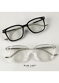 Gọng Kính Cận, Kính Giả Cận Chống Ánh Sáng Xanh Dáng Vuông To Càng Kim Loại Hàn Quốc - BLUE LIGHT