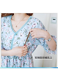 ĐẦM BẦU VÁY BẦU CÔNG SỞ VOAN 2 MÀU (sau sanh có dây kéo cho bé bú )