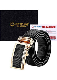 Thắt Lưng Nam Da Trăn Bản Lớn Huy Hoàng HT4312 - Đen