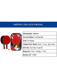 Bộ 2 Vợt Bóng Bàn Chính Hãng miDoctor + Túi Đựng Vợt Bóng Bàn + 3 Bóng 