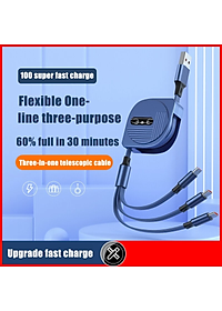 Dây Cáp Sạc nhanh 6A 100W 3 Trong 1 Rút Được gọn tiện lợi Cho Huawei Honor Xiaomi Samsung - miếng lót chuột