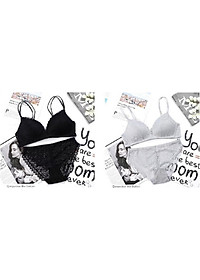  Bộ ĐồLót Ren Nữ Không Gọng Nâng Ngực Đệm Mỏng Azuno DL01  Phong Cách Sexy Dây Đôi Không Giãn Không Quăn Sau Khi Dùng Lâu