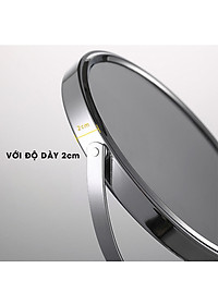 Gương trang điểm phóng đại 3 lần, xoay 360 độ, 2 mặt siêu nét, để bàn, Inox 304, Size 18cm, 20cm, Minh House G31