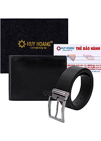 Bộ Ví & Thắt Lưng Nam Đầu Kim Huy Hoàng HT2114-HT4108 (23 x 11,5 cm) - Đen