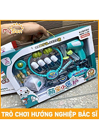 Bộ đồ chơi bác sĩ khám bệnh cho trẻ em bé gái màu hồng, bé trai màu xanh nhập khẩu.