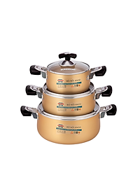 Bộ Nồi Anod Sunhouse SH6634 -SH6634N (16-20-24cm)-Hàng chính hãng