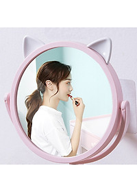 Gương Trang Điểm Dán Tường Xoay 360 Độ Họa Tiết Mèo - Chính Hãng 
