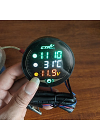 Đồng hồ báo giờ xe máy 3in1 CTR, báo nhiệt độ, vôn ắc quy mẫu mới loại tốt gắn các loại xe hàng cao cấp, phụ kiện xe máy