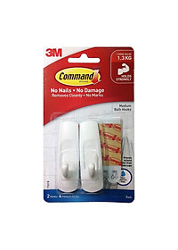 Bộ 2 móc treo tường cường lực siêu dính chống thấm nước 1300 gram Command 3M 3M-17001B