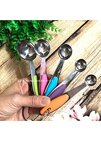Muỗng Đong Định Lượng Inox Dày Không Gỉ - Cán Silicon