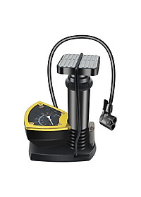 Bơm mini đạp chân - Bơm đa năng - Bơm được xe đạp, xe máy, các loại bóng, phao có đồng hồ đo áp suất - Tặng kim bơm các loại - Chính Hãng