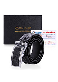 Thắt Lưng Nam Da Cá Sấu Gai Lưng Bản Lớn Huy Hoàng HT4224 - Đen