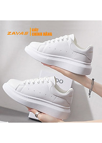 Giày thể thao nữ giày sneaker nữ màu trắng đế 3cm bằng da màu trắng hiệu ZAVAS – S387