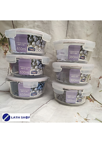 Bộ 6 Hộp Bảo Quản Thủy Tinh Tròn Lock&Lock Glass Euro (LLG821x3,LLG831x3) LLG821S6