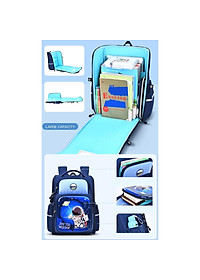 Balo chống gù cho bé đi học tiểu học form hộp đứng nhiều ngăn vải Oxford cao cấp BF18-138L