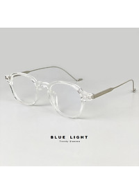 Gọng Kính Cận, Kính Giả Cận Mắt Vuông Nhỏ Đen, Trong Suốt Càng Kim Loại Cao Cấp - B LUE LIGHT