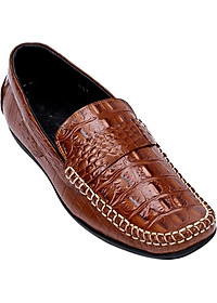 Giày Tây Nam Vân Cá Sấu Huy Hoàng HT7129 - Nâu