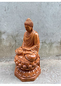 Tượng phật thích ca mâu ni được làm bằng chất liệu gỗ hương đá kt 40×22×21cm