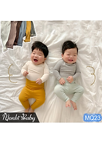 Quần cotton cao cấp cho bé sơ sinh, dáng cạp cao giữ ấm bụng, chất mềm mịn siêu đẹp, có lựa chọn lót lông mịn ấm | MQ23