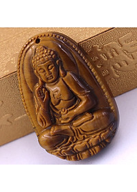 Mặt dây chuyền Phật A Di Đà - đá mắt hổ 5cm - tuổi Tuất, Hợi