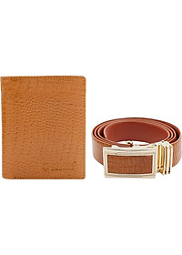 Bộ Ví & Thắt Lưng Nam Vân Cá Sấu Huy Hoàng HT2119-HT4113 (23 x 11,5 cm) - Da Bò