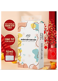 Khăn giấy treo tường 1280 tờ/4 lớp Topgia dạng rút tiện lợi cao cấp, tiết kiệm, an toàn kèm móc treo (Thùng 4 gói) 157x175cm