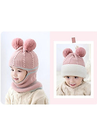 Mũ len cho bé trùm kín mặt cổ tai trán lót nỉ ấm mềm min bé trai bé gái- mu len cho be
