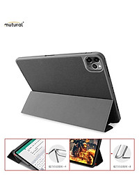 Bao da chính hãng Mutural cao cấp cho iPad Pro 12.9 2020 có khay đựng bút - Đen