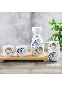 Bộ bình rượu gốm sứ Sakura phong cách Nhật Bản Cổ Điển, Bộ bình rượu Sake cao cấp