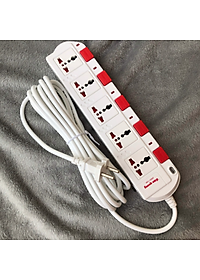    Ổ cắm Điện Quang ĐQ ESK 5W.SM750SL (5 lỗ 3 chấu dây 5 mét màu Trắng Đỏ)