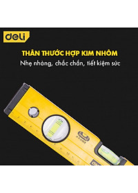 Thước Thủy Deli Cao Cấp Chính Hãng - Chất Liệu Hợp Kim Nhôm Siêu Bền, Chính Xác Tuyệt Đối, Tiện Dụng DL290230 EDL290400