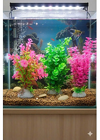 Cây Nhựa Trang Trí Bể Cá Thủy Sinh Lớn Tím Hồng Cao 20cm (Mã PK01)