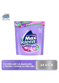 Túi Viên Giặt Xả MaxKleen 2 Trong 1 Hương Nước Hoa Huyền Diệu (34 viên/ túi)