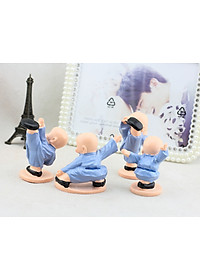 Combo 4 Tượng Chú Tiểu Đánh Võ Dễ Thương Trang Trí Xe Hơi, Bàn Làm Việc, Bonsai PaKaSa