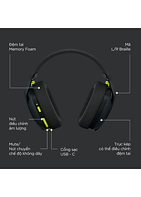 Tai nghe game không dây Bluetooth và Lighspeed Logitech G435 – Mic ảo tích hợp, nhẹ, tương thích PC, Điện thoại, PS4, PS5 -Hàng chính hãng
