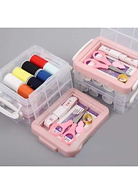 Bộ Hộp Kim Chỉ May Vá Đa Năng Gia Đình 3 Tầng Đa Năng- Kim Khâu, Chỉ, Kéo, Thước Dây, Đủ Size Màu Mini Giao Màu Ngẫu Nhiên