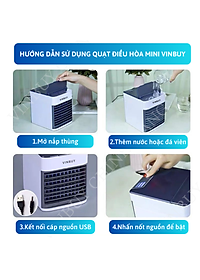 Quạt điều hòa mini hơi nước làm mát không khí nhỏ gọn để bàn, nhiều chế độ làm mát, có khay chứa đá, công suất lớn, quạt êm không gây tiếng ồn - Hàng chính hãng - VinBuy
