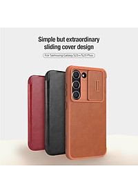Bao Da Bò Thật Dành Cho Samsung Galaxy S23 Ultra, S23, S23 Plus Chính Hãng Nillkin Qin Cao Cấp Chống sốc, có ngăn cài thẻ - Hàng Chính hãng