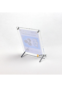 Kệ mica 1 mặt Enter F07A 21x30cm đế inox A4 đứng mica 5mm, Khung ảnh để bàn chân inox, Khung bằng khen