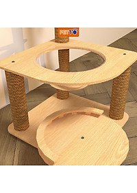 Trụ cào móng cho mèo bằng gỗ kèm lồng kính xinh xắn CT044
